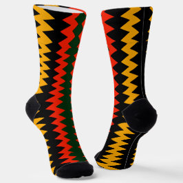 Afro Pop Rood Zwart Goud En Groen Tribal Sokken