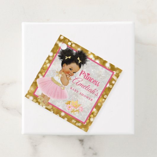 Afro Princess Ballerina Baby Girl Pink|Gold Fancy Bedankjes Labels (In situ)