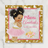 Afro Princess Ballerina Baby Girl Pink|Gold Fancy Bedankjes Labels (Achterkant)