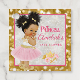 Afro Princess Ballerina Baby Girl Pink|Gold Fancy Bedankjes Labels