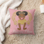 Afro Princess girl met tutu en gouden kroondraad Kussen (Deken)