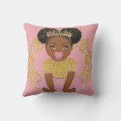 Afro Princess girl met tutu en gouden kroondraad Kussen (Achterkant)