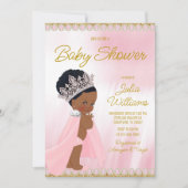 Afro Princess Pink Gold Baby shower Kaart (Voorkant)