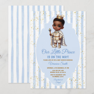 Afro Prins is op komst Blauwe Baby Shower Kroon Kaart