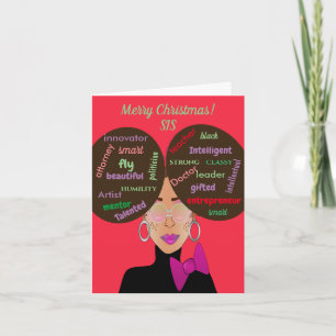 Afro Puff Amerikaanse neef Kerstmis  Kaart