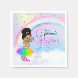 Afro Puff Baby Girl Pastel Rainbow Baby shower Servet