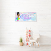 Afro Puff Baby Girl Pastel Rainbow Baby shower Spandoek (Insitu)