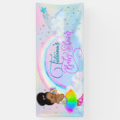 Afro Puff Baby Girl Pastel Rainbow Baby shower Spandoek (Verticaal)