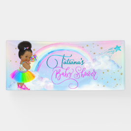 Afro Puff Baby Girl Pastel Rainbow Baby shower Spandoek