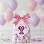 Afro Puff Baby Meisje Roze/Paarse Vlinder Verjaard Hart Sticker