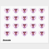 Afro Puff Baby Meisje Roze/Paarse Vlinder Verjaard Hart Sticker (Vel)