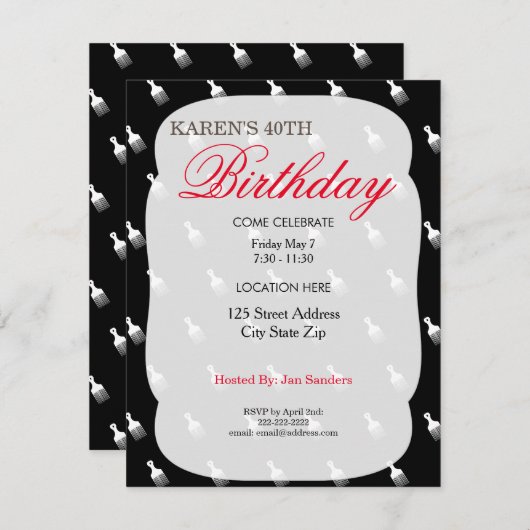 Afro Puff Birthday Party Kaart (Voorkant / Achterkant)