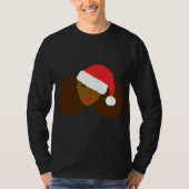 Afro Puff Black Woman Santa Hat Natural Hair Chris T-shirt (Voorkant)
