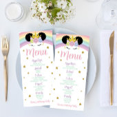 Afro Puff Eenhoorn Regenboog Verjaardagsfeest Voed Menu