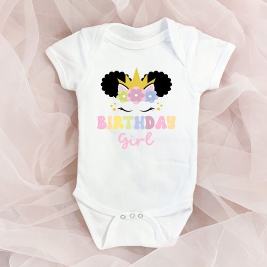 Afro Puff Eenhoorn Verjaardag Meisje Party Outfit Romper