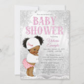 Afro Puff Girl Winter Wonderland Baby shower Kaart (Voorkant)