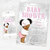 Afro Puff Girl Winter Wonderland Baby shower Kaart