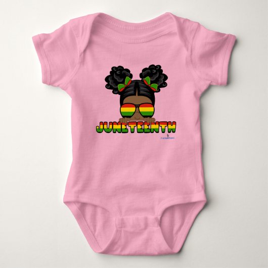 Afro Puff Juneteenth Baby Bodysuit (Voorkant)