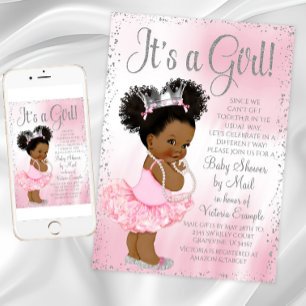 Afro Puff Princess Baby shower van Mail Kaart