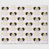 Afro Puff Unicorn African American Birthday Party Cadeaupapier (Vlak)