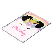 Afro Puff Unicorn Curly Hair Notitieboek (Linkerzijde)