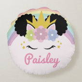 Afro Puff Unicorn Curly Hair Rond Kussen (Achterkant)