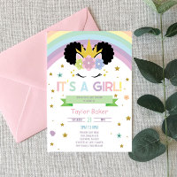 Afro Puff Unicorn en Rainbows Baby shower