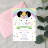 Afro Puff Unicorn en Rainbows Baby shower Kaart