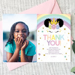 Afro Puff Unicorn en Rainbows Birthday Party Bedankkaart<br><div class="desc">Dit is een afro puff eenhoorn en regenboog thema verjaardagsfeestuitnodiging w / afbeelding. roze blauw groen paarse b-day party bedankje kaart kinder bday party dank u briefkaart kinderbedankje eerste tweede derde vierde zesde zevende achtste negende tiende, 1e 2e 3e 4e 5e 6e 7e 8e 9e 10e, meisjes verjaardagsfeestje, meisje verjaardagsfeestje...</div>
