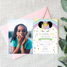Afro Puff Unicorn en Rainbows Birthday Party
