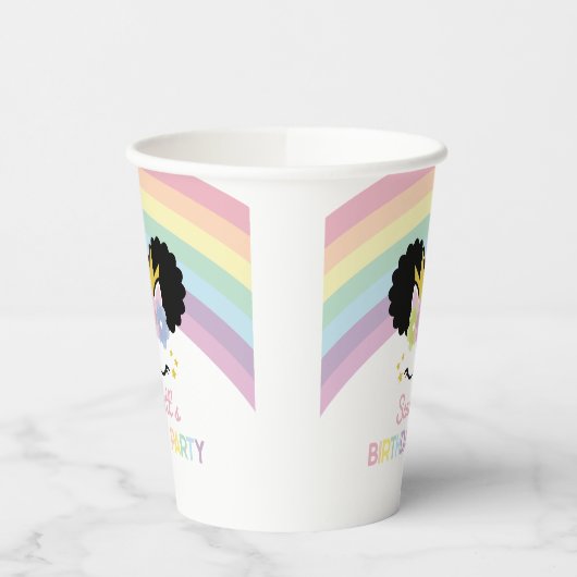 Afro Puff Unicorn Rainbows Birthday Party Papieren Bekers (Links)