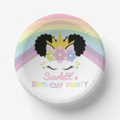 Afro Puff Unicorn Rainbows Birthday Party Papieren Kommen (Voorkant)