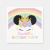 Afro Puff Unicorn Rainbows Birthday Party Servet (Voorkant)