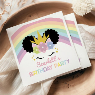Afro Puff Unicorn Rainbows Birthday Party Servet