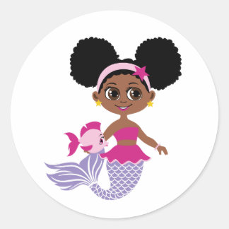 Afro Puff Zeemeermin Sticker voor Feestelijke Favo