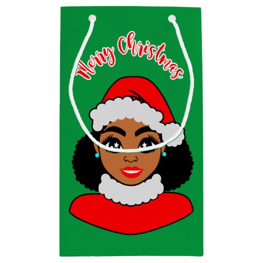 Afro Puffs Black Santa Claus Kerstmis Klein Cadeauzakje (Achterkant)