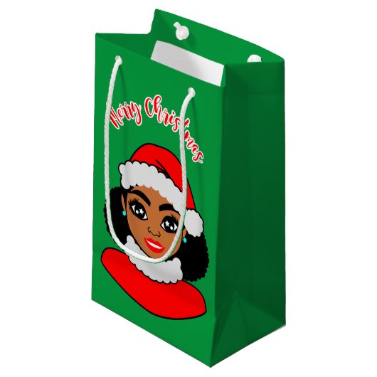 Afro Puffs Black Santa Claus Kerstmis Klein Cadeauzakje (Voorkant Gekanteld)