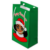 Afro Puffs Black Santa Claus Kerstmis Klein Cadeauzakje (Achterkant Gekanteld)