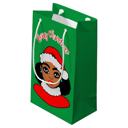 Afro Puffs Black Santa Claus Kerstmis Klein Cadeauzakje (Achterkant Gekanteld)