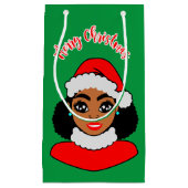 Afro Puffs Black Santa Claus Kerstmis Klein Cadeauzakje (Voorkant)