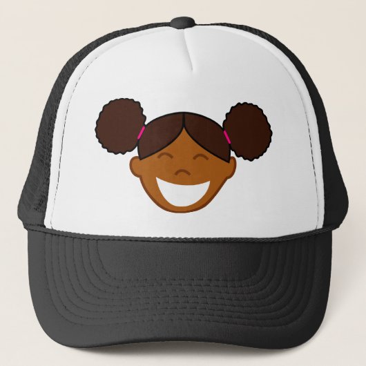 Afro Puffs Girl Face Trucker Pet (Voorkant)