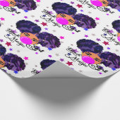 Afro Puffs Girl Holiday Celebration Cadeaupapier (Hoek)