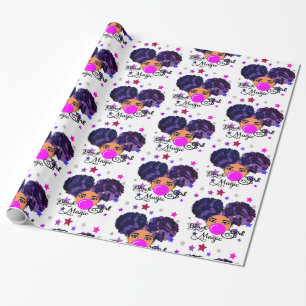 Afro Puffs Girl Holiday Celebration Cadeaupapier
