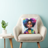 Afro Puffs zwart meisje regenboog haar Kussen (Stoel)