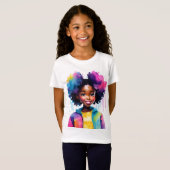 Afro Puffs zwart meisje regenboog haar T-shirt (Voorkant volledig)