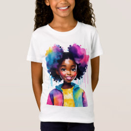 Afro Puffs zwart meisje regenboog haar T-shirt