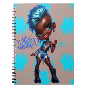 Afro Punk Blauwe Ster Mooie Spiraal Notitieboek