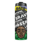 Afro Queen 3D Opgeblazen Tumbler Thermosbeker (Voorkant)