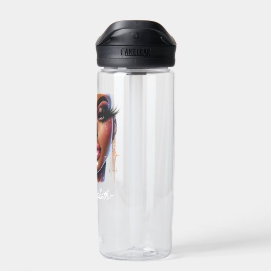 Afro Queen Art Mode Melanin Chic Custom Waterfles (Achterkant)