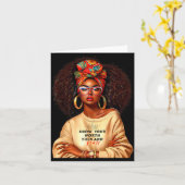 Afro Queen Black Woman African Melanin Black Histo Kaart (Gele Bloem)